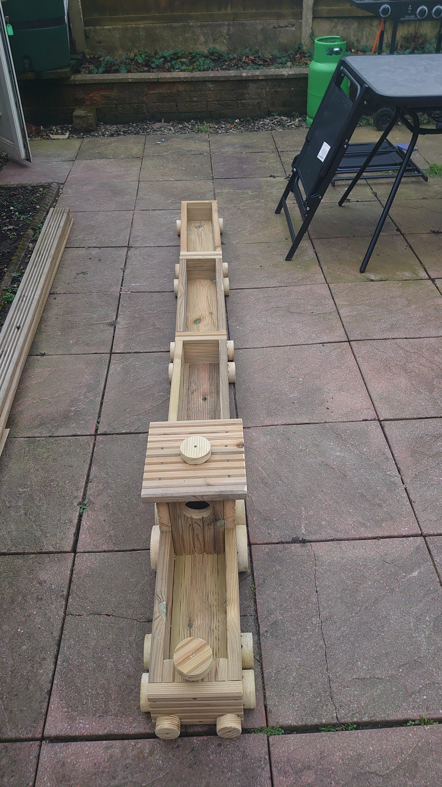 Wooden Outdoor Train planter with multiple carriages, Herbs Planter, Flower Planter Set