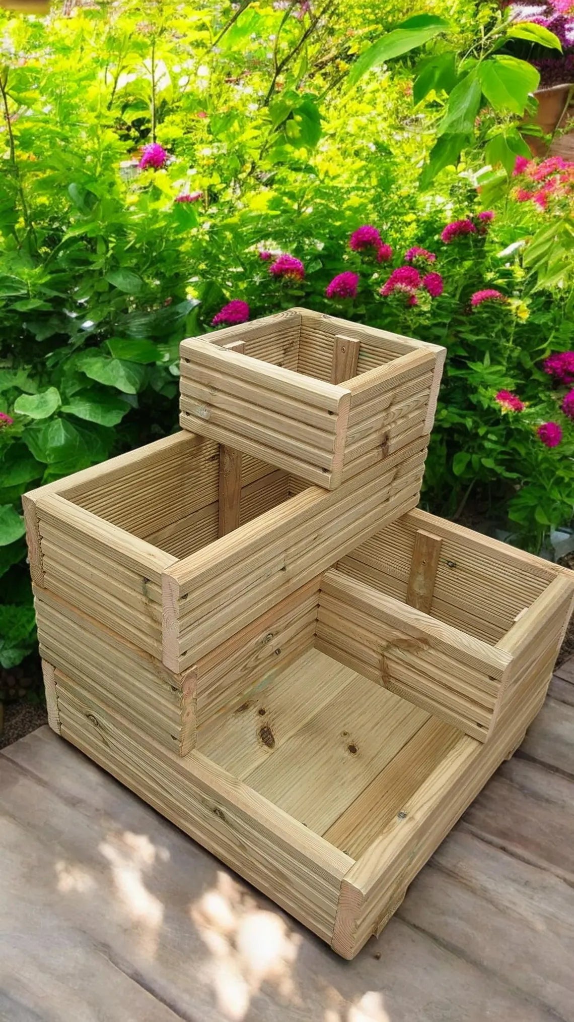 Corner 4 Tier Decking Wooden Garden Planter