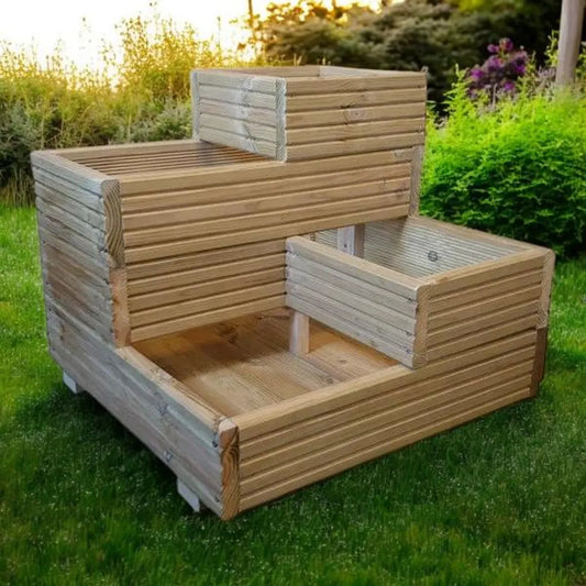 Corner 4 Tier Decking Wooden Garden Planter