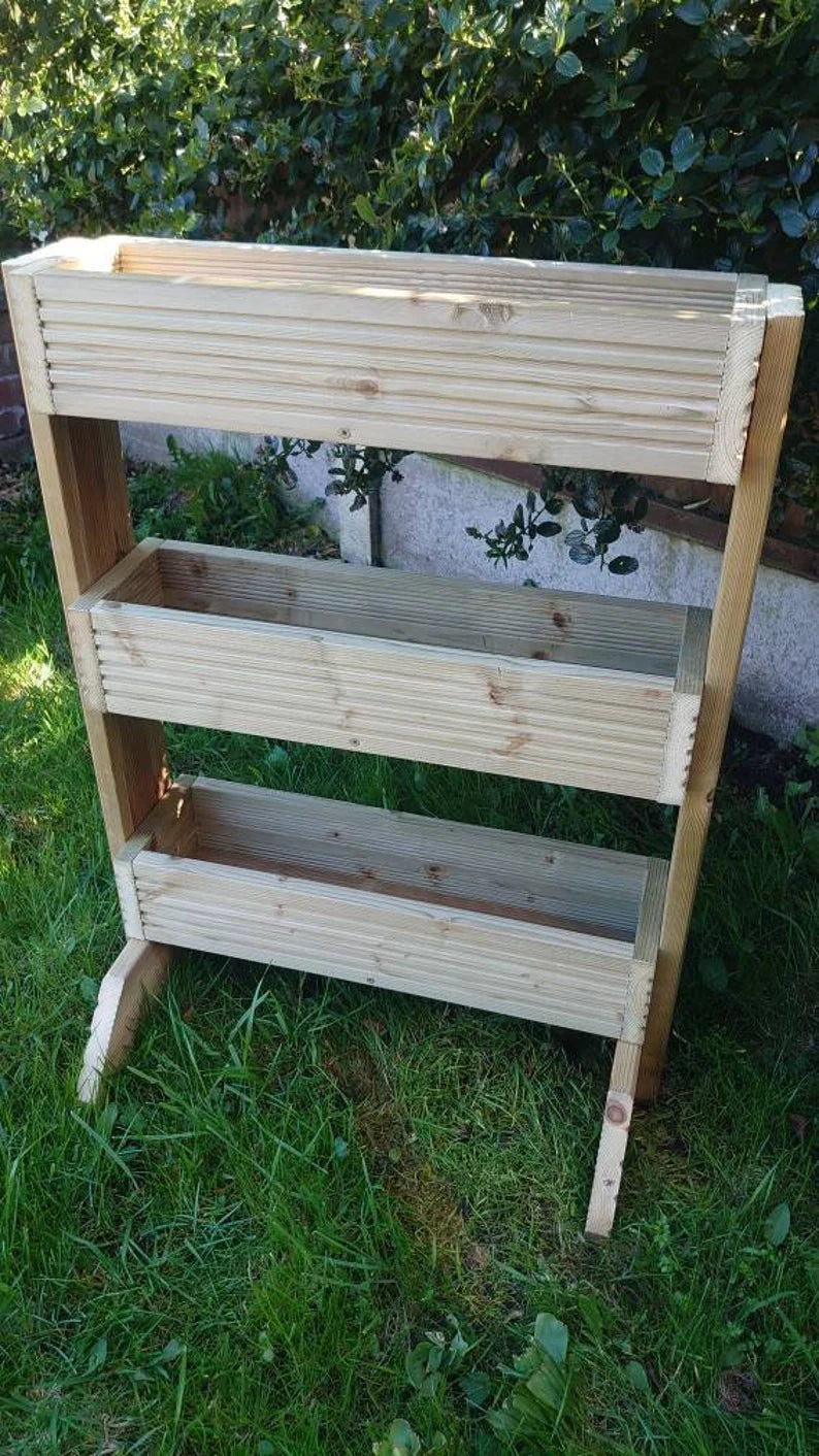 Freestanding Handmade Tiered Wooden Planters Garden Boxes