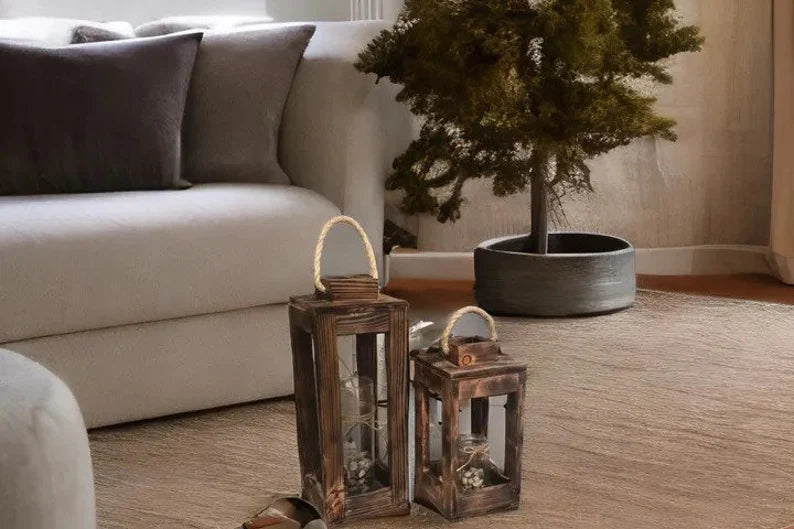 Rustic Wood Lanterns Wood Burning Home Decor Floor Decorations Reception Wedding Centerpiece Wedding