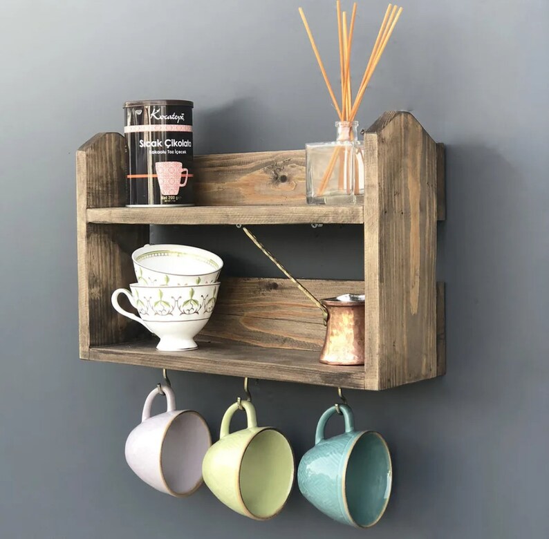 Reclaimed wood rustic shelf storage unit, Kitchen storage