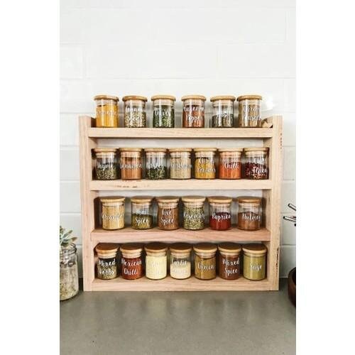 Rustic Wooden Spice Rack,  Storage Shelf, Kitchen Storage, Herb Jars, Wall hanging Organiser,