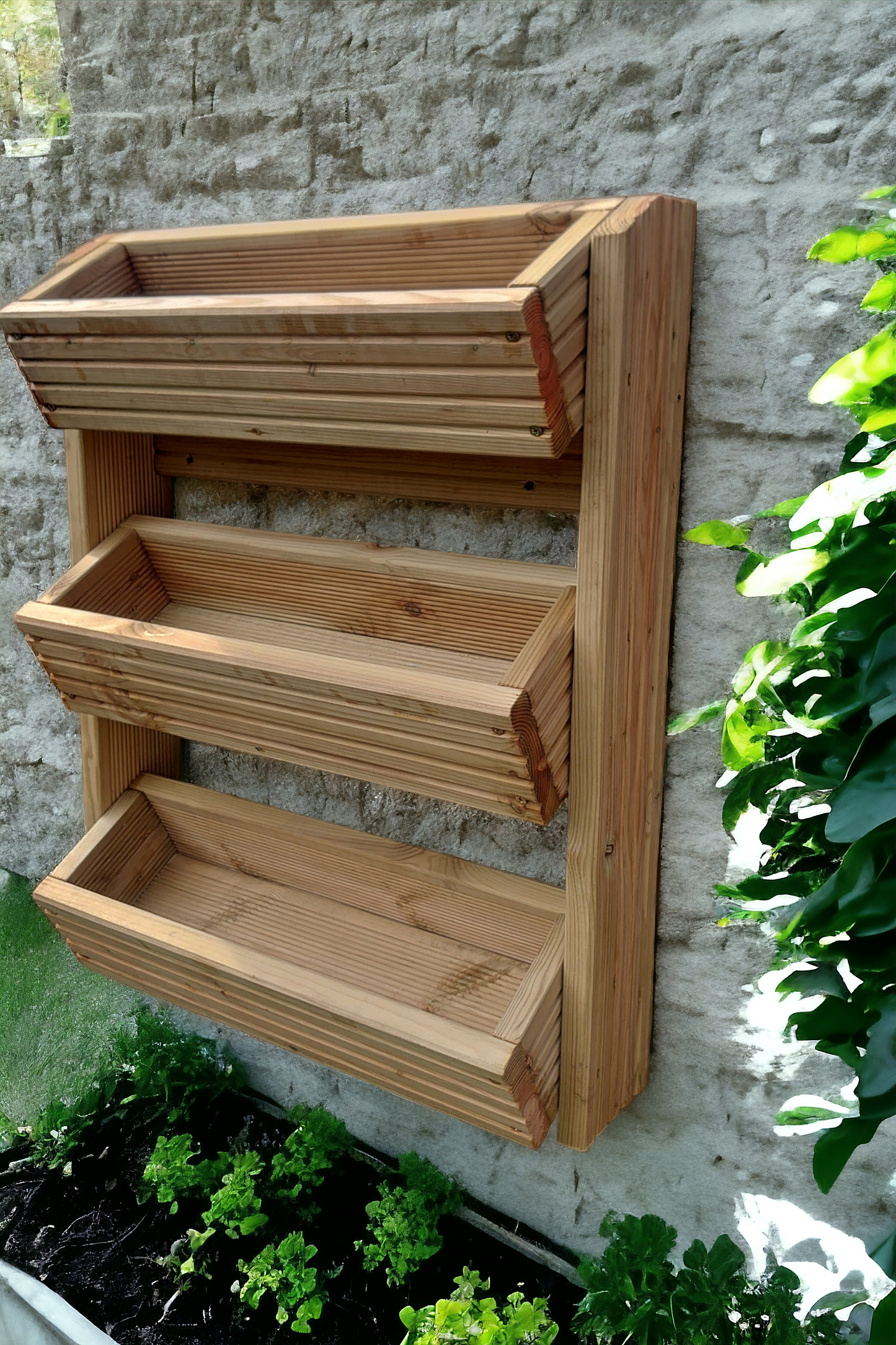 Vertical Tiered Wall Planter, Hanging Planer Box, Fence Tiered Wooden Planter.