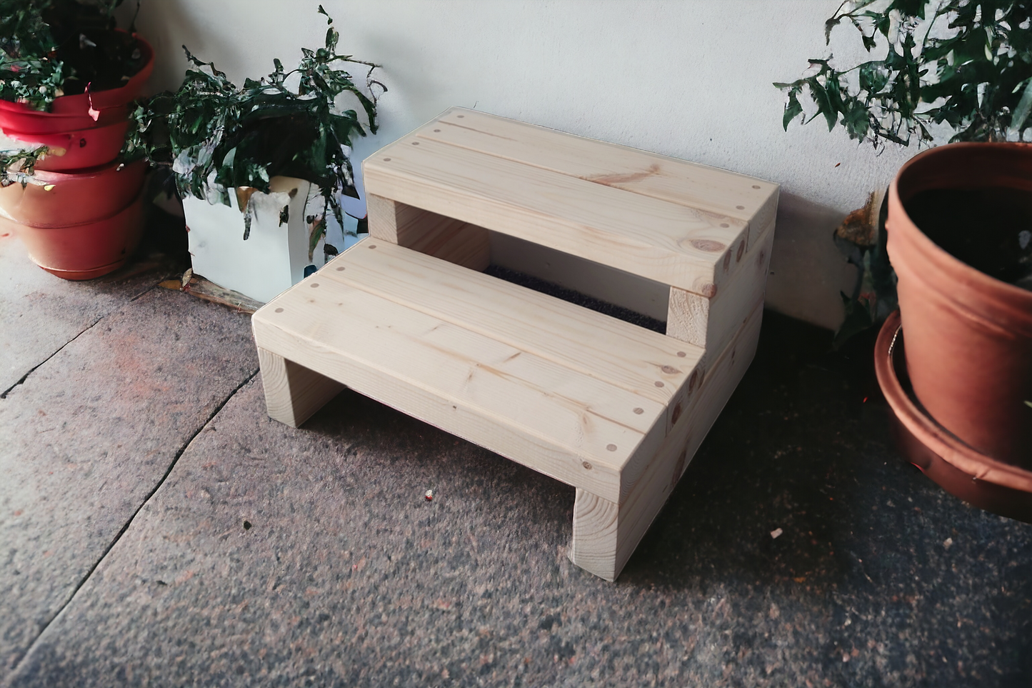 Wooden step stool, small step, flowers stand