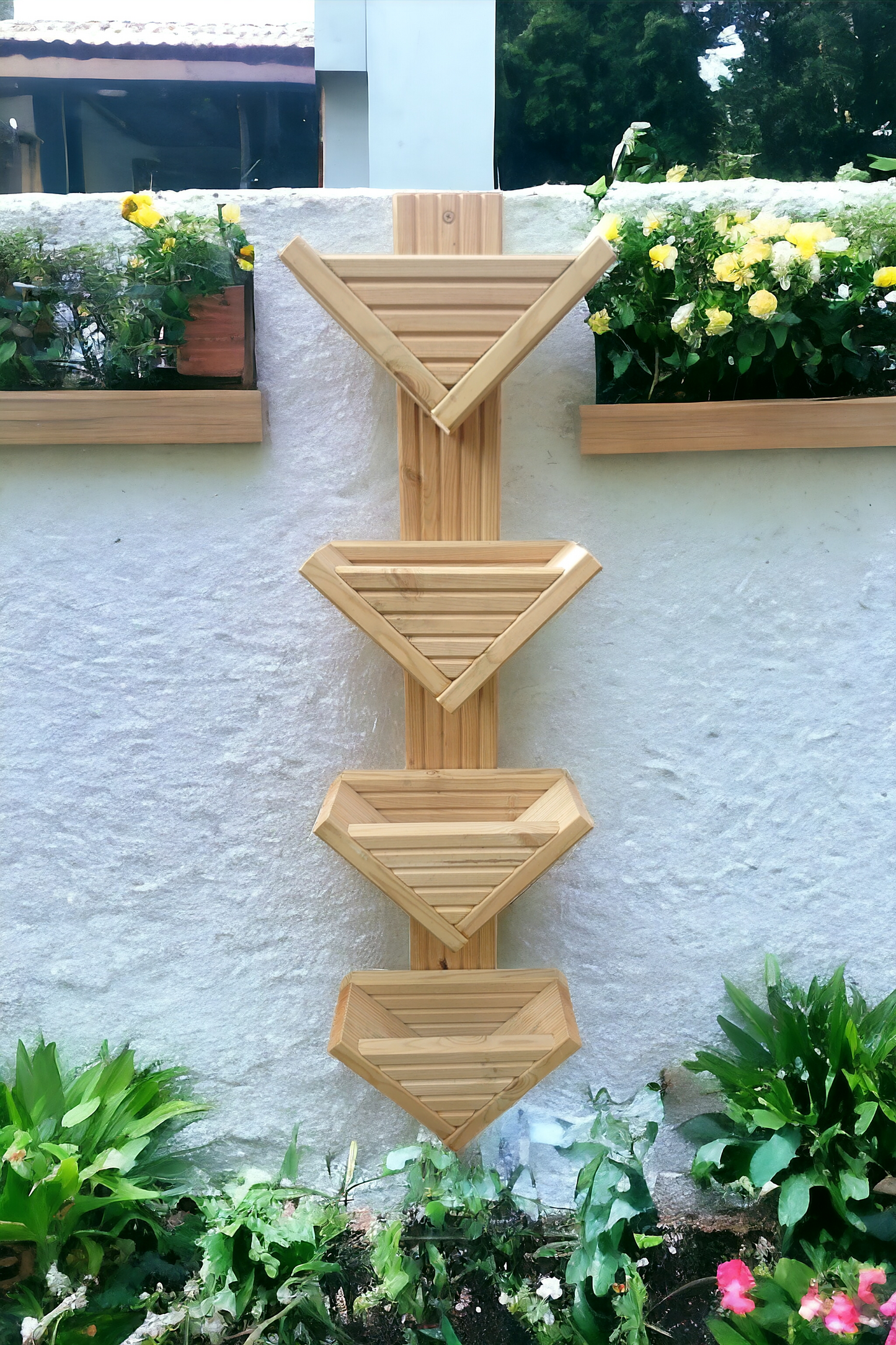 Vertical Tiered Triangle Planter, Herbs Wall Garden, Fence Hanging Planter, Strawberry Planters.