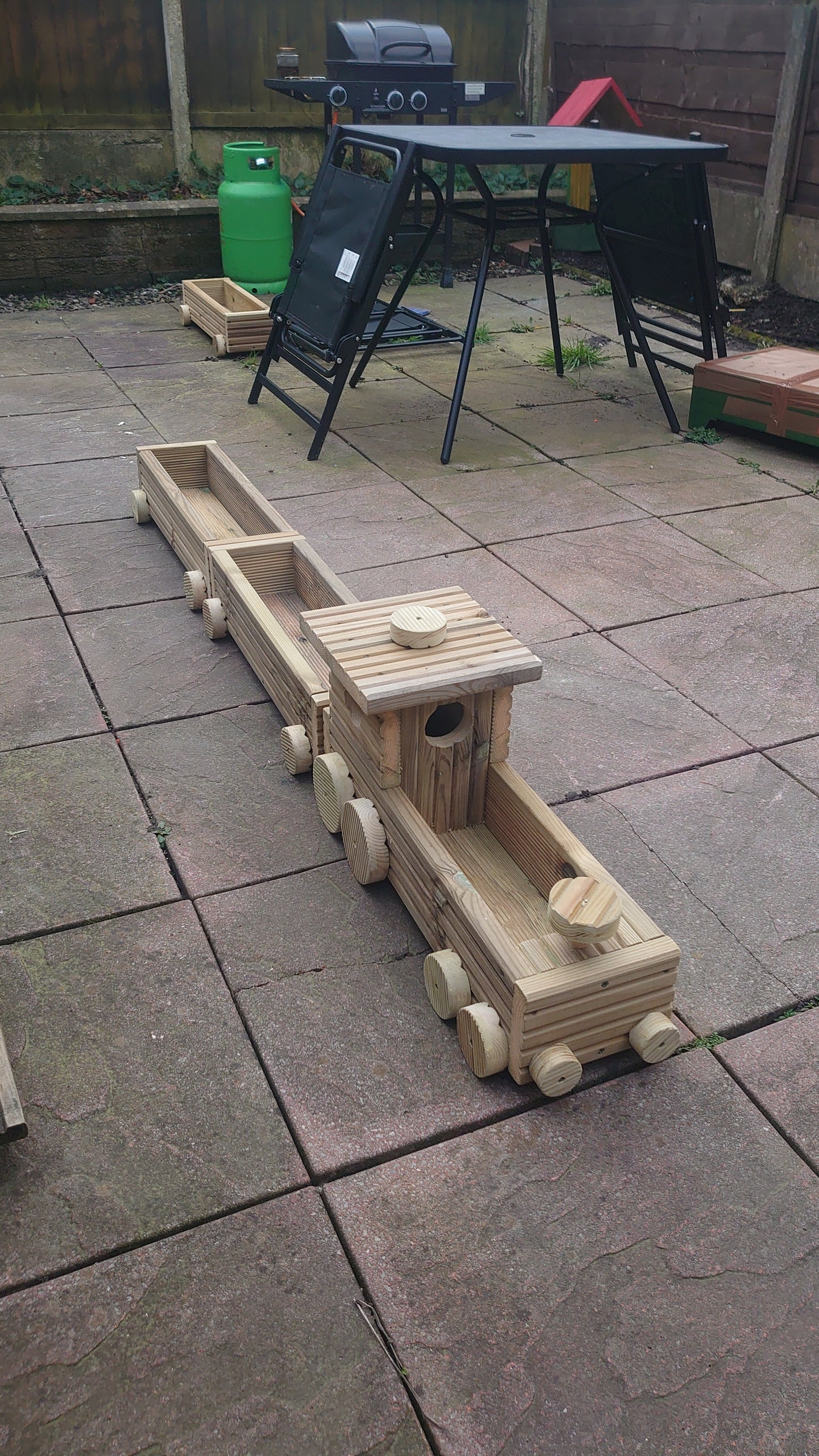 Wooden Outdoor Train planter with multiple carriages, Herbs Planter, Flower Planter Set