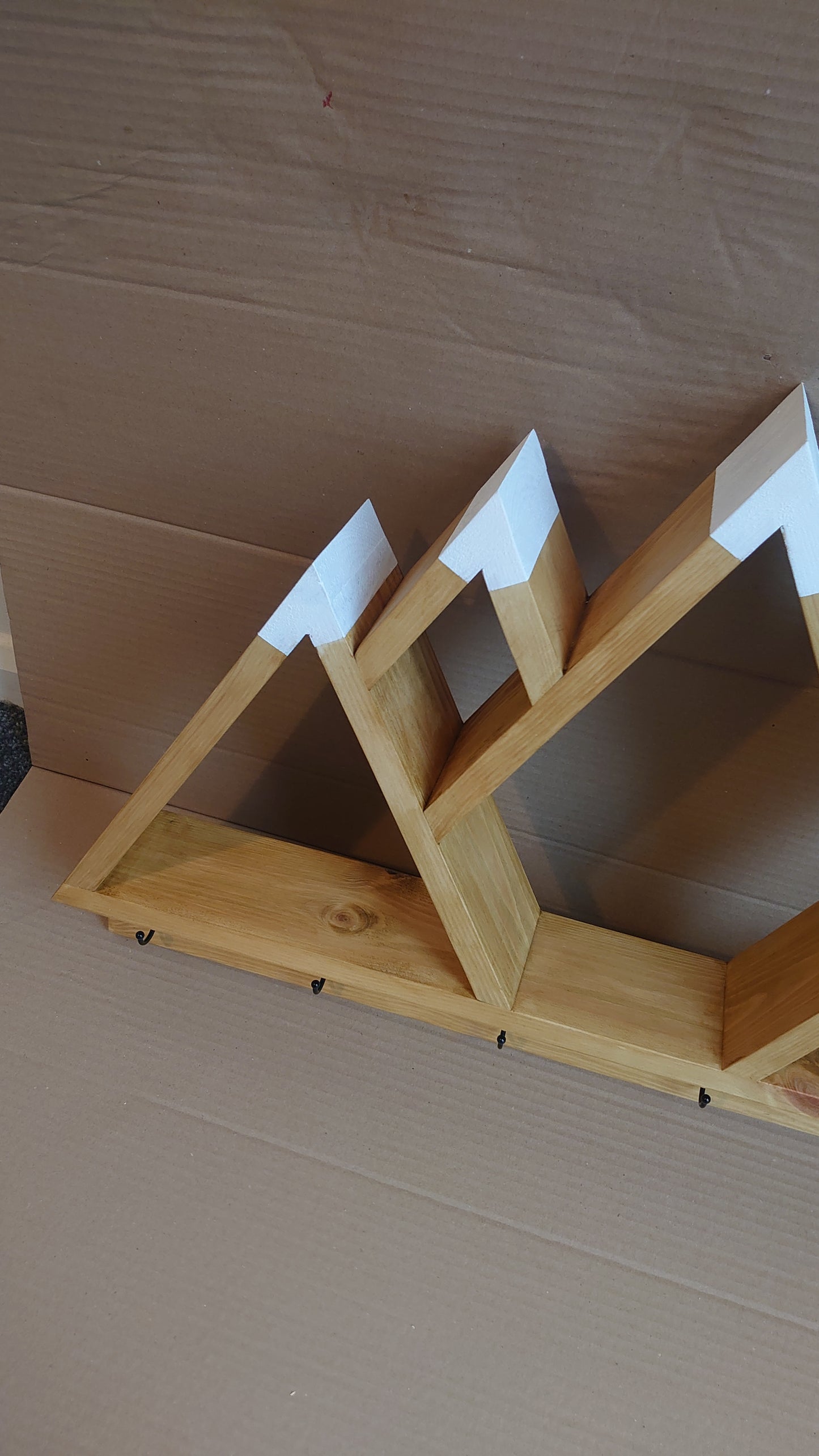 5 Peak Mountain Shelf with Hooks - Rustic Decor - Adventure Decor