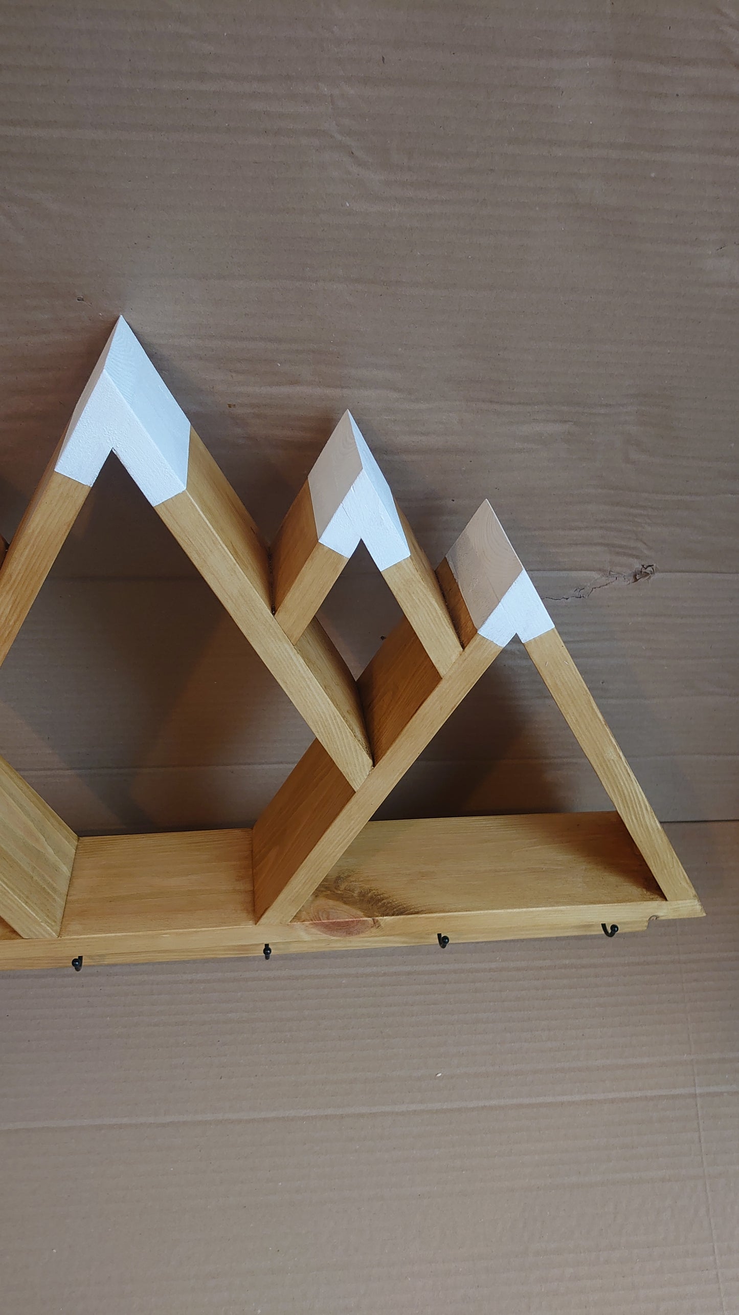 5 Peak Mountain Shelf with Hooks - Rustic Decor - Adventure Decor