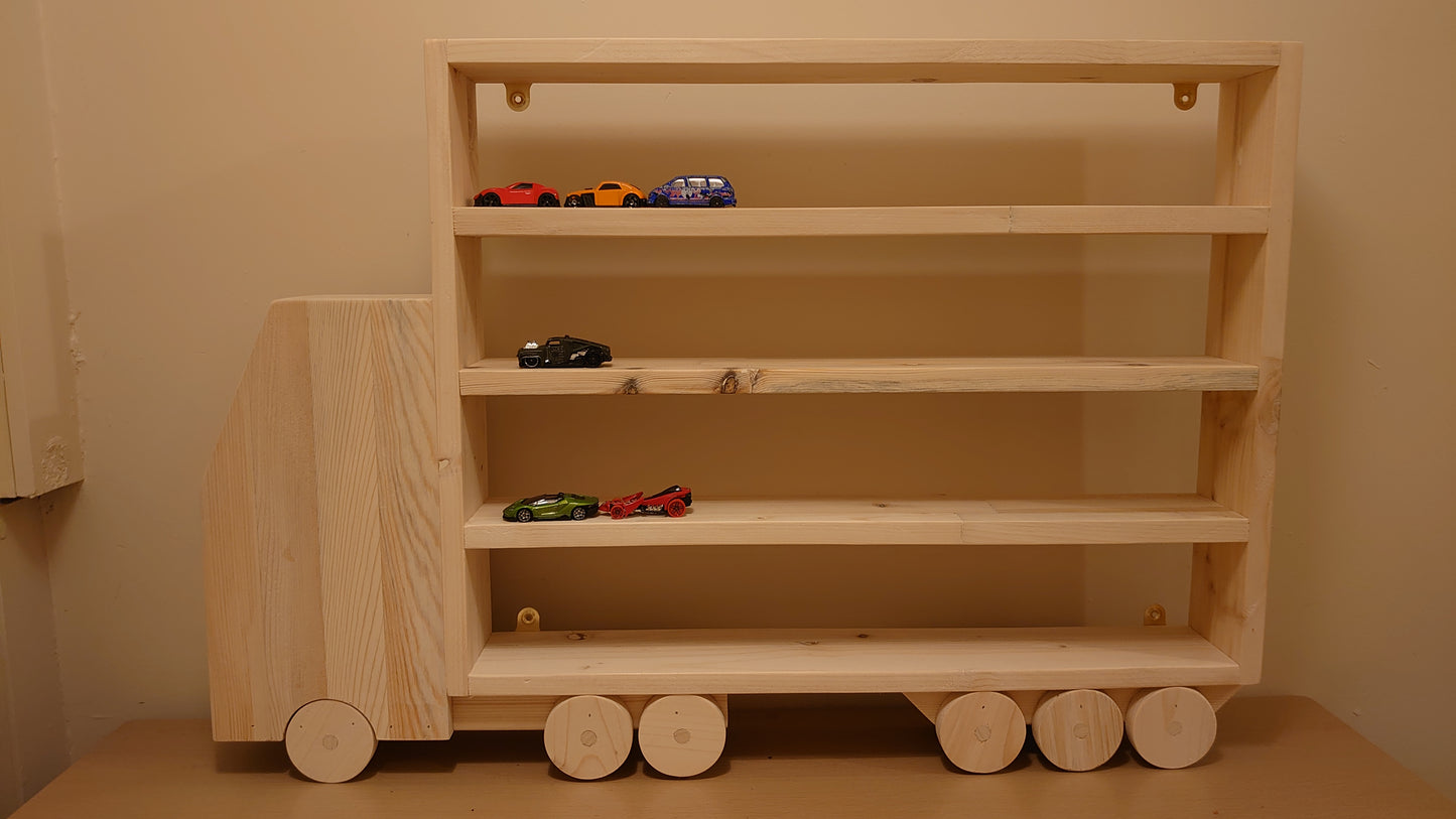 Storage Shelf Garage Lorry for Toys, Cars, Trains, Minifigures Lego Marvel, Wooden Display Wall Shelf, Wall Shelving Unit