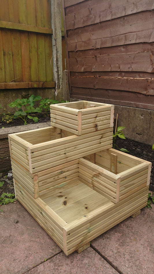 Corner 4 Tier Decking Wooden Garden Planter