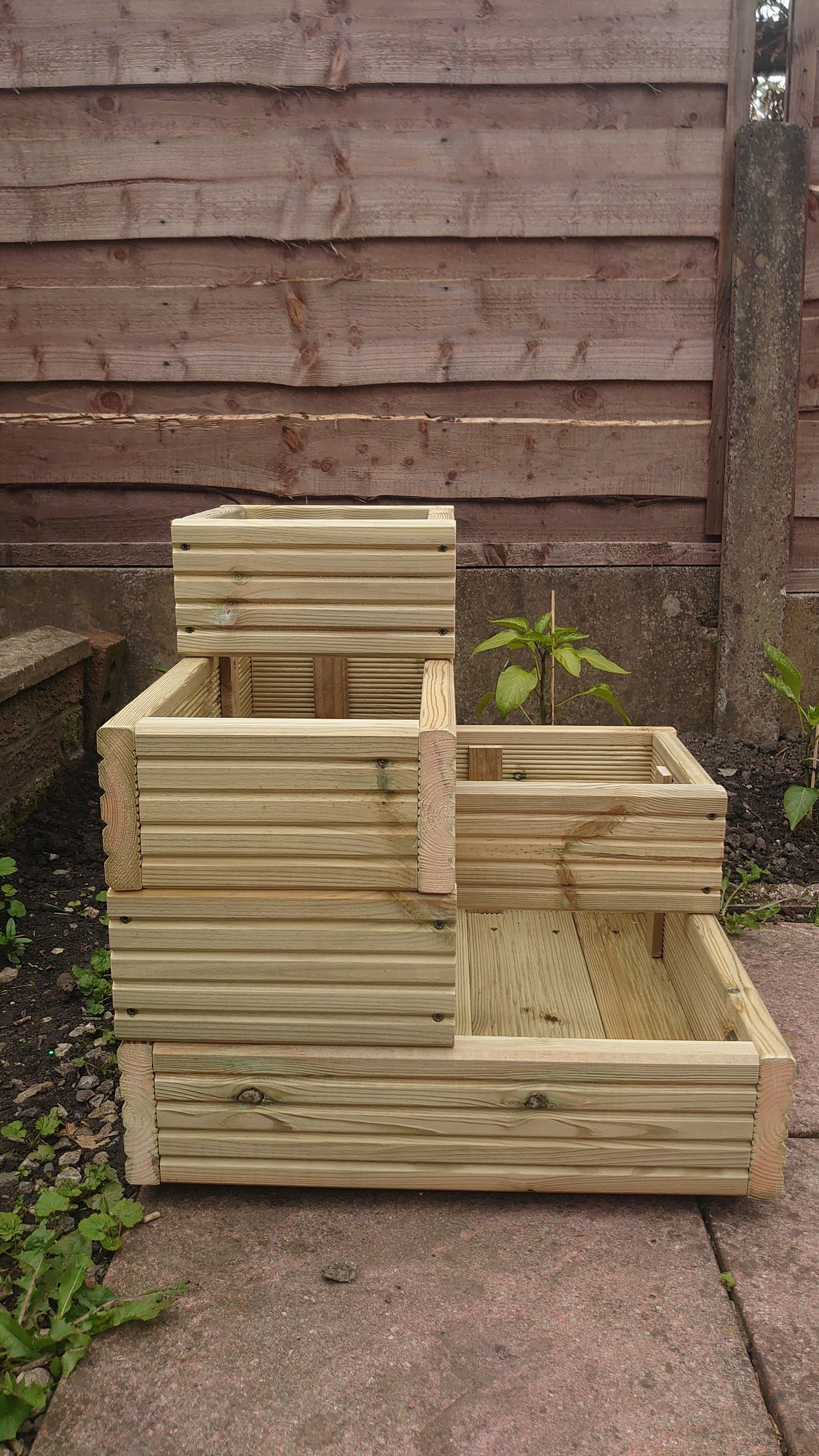 Corner 4 Tier Decking Wooden Garden Planter