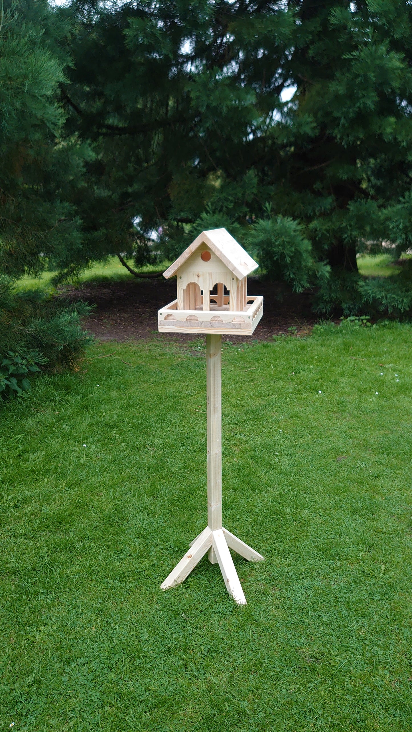 Bird Feeder Athens, Garden Wild Birds Table, Outdoor Bird Feeder Free-Standing Wooden Feeder