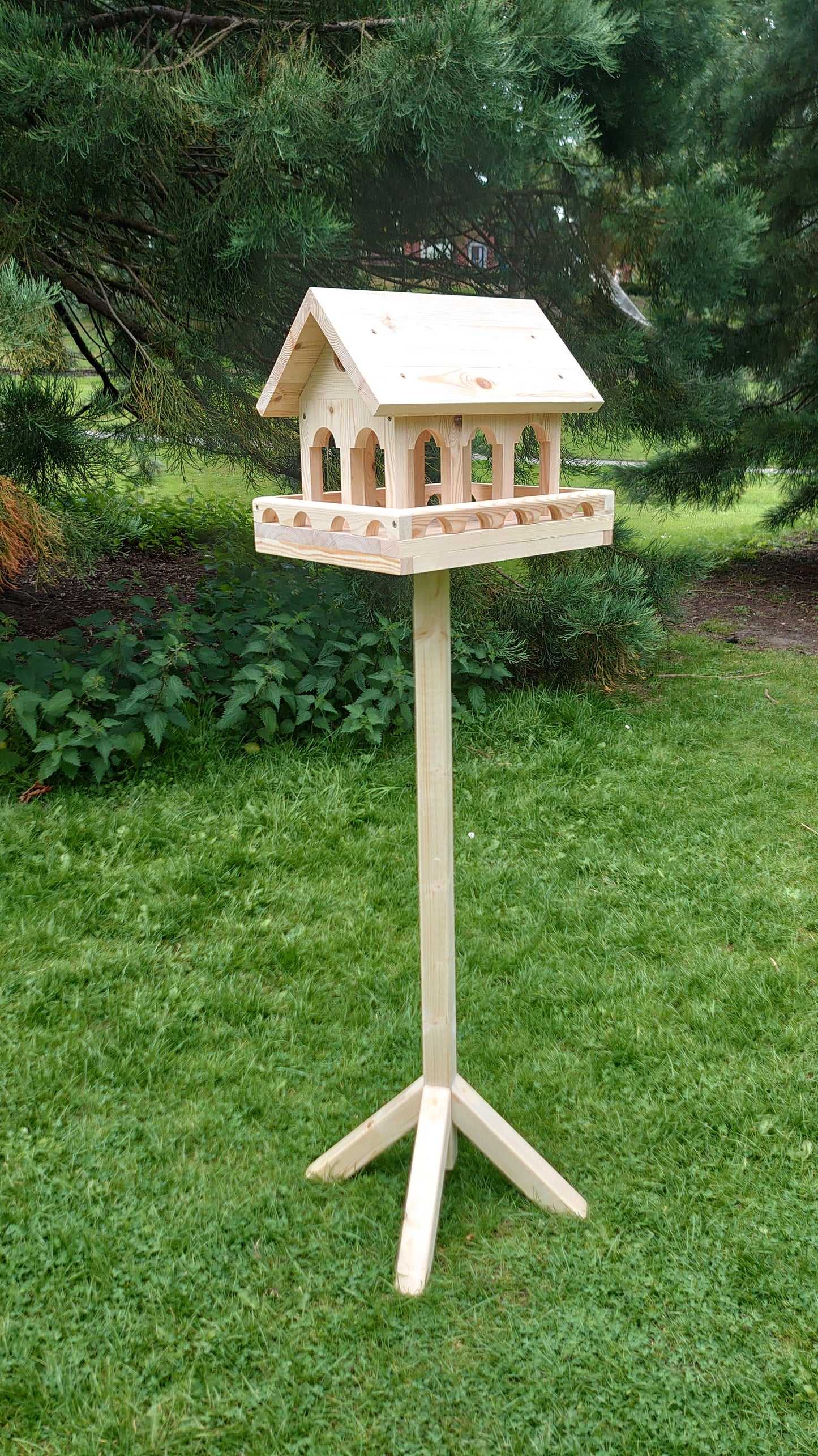 Bird Feeder Athens, Garden Wild Birds Table, Outdoor Bird Feeder Free-Standing Wooden Feeder