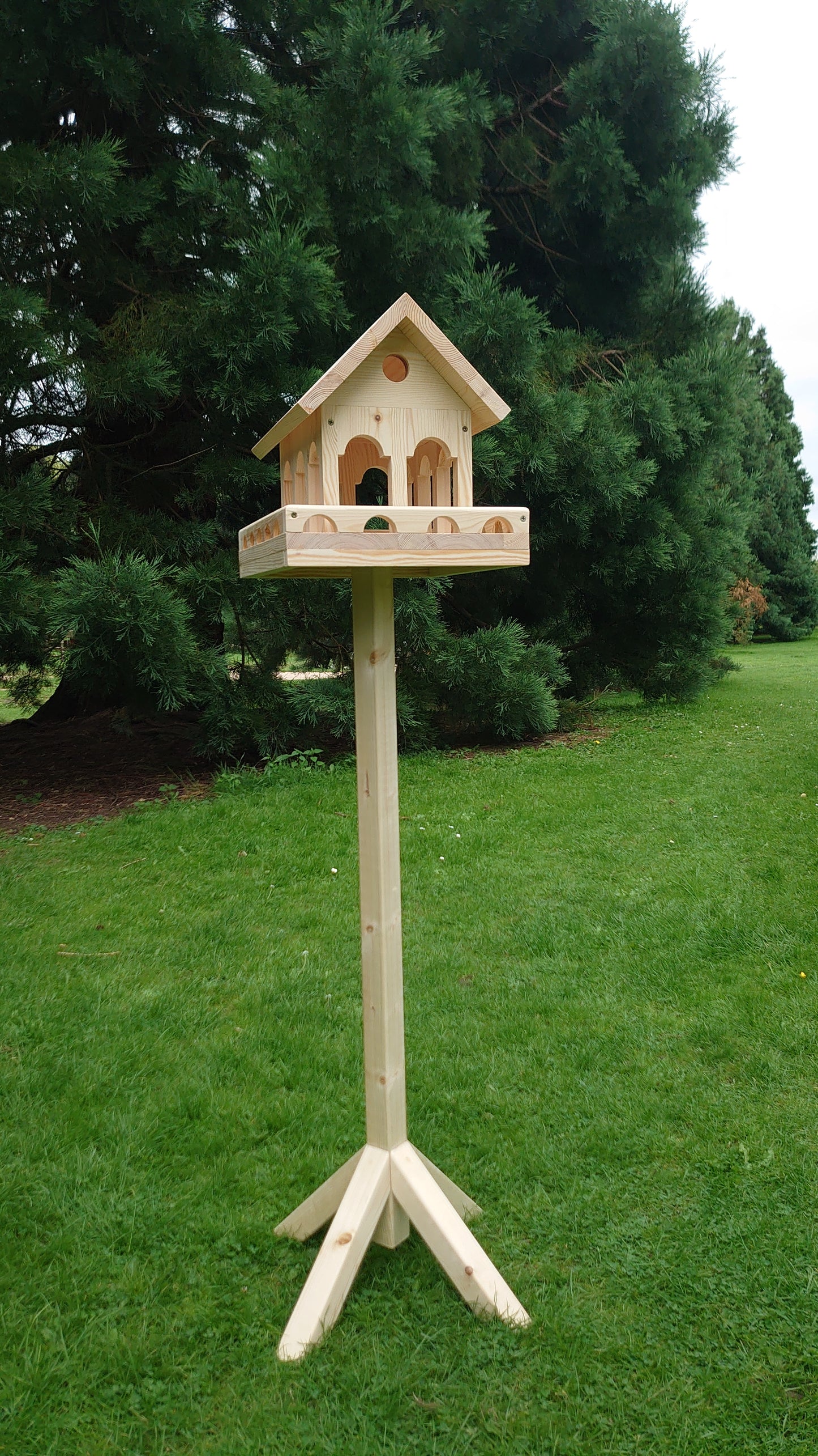 Bird Feeder Athens, Garden Wild Birds Table, Outdoor Bird Feeder Free-Standing Wooden Feeder