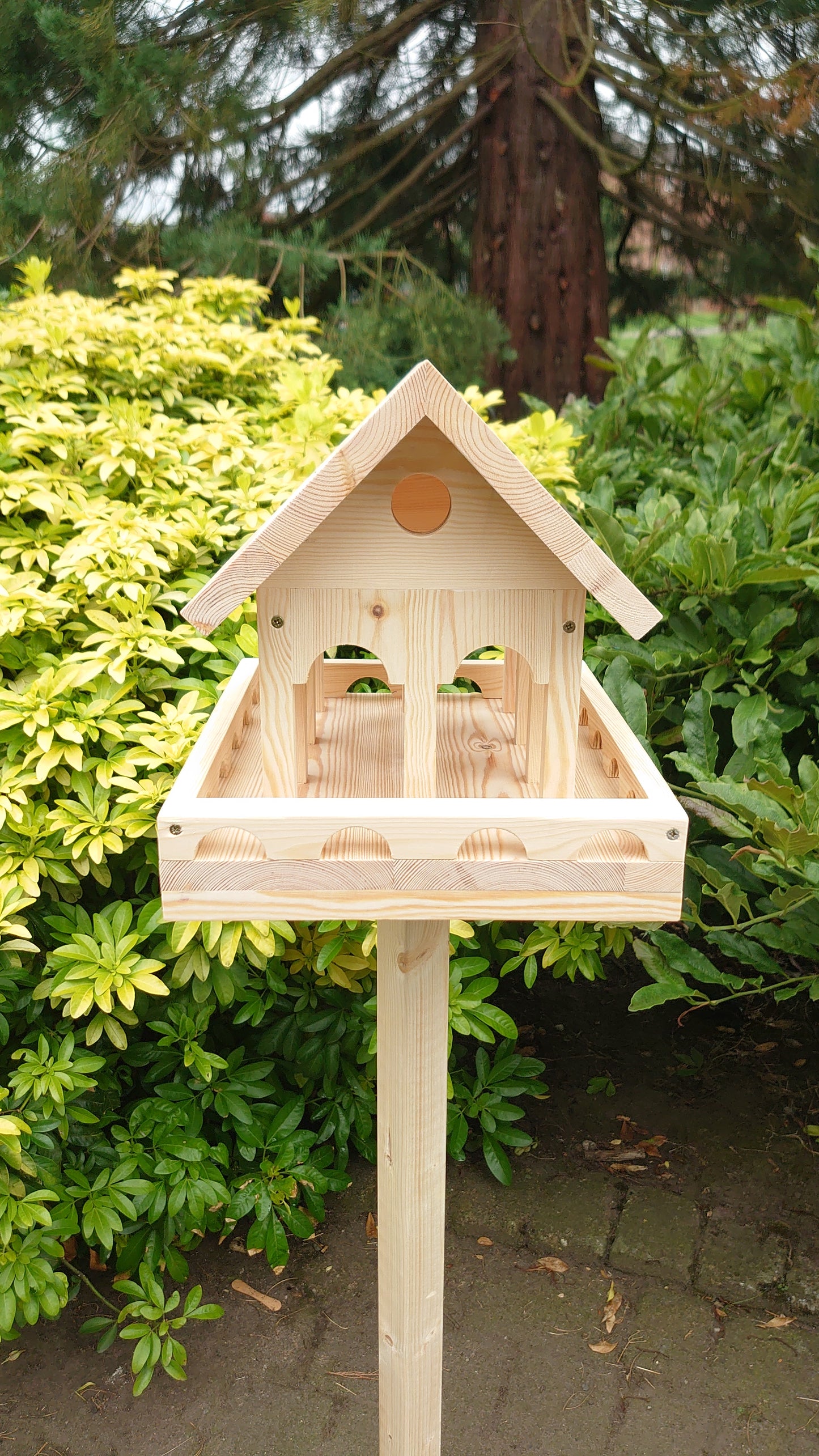 Bird Feeder Athens, Garden Wild Birds Table, Outdoor Bird Feeder Free-Standing Wooden Feeder