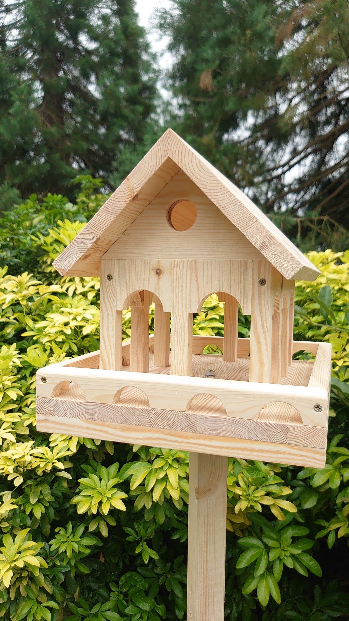 Bird Feeder Athens, Garden Wild Birds Table, Outdoor Bird Feeder Free-Standing Wooden Feeder