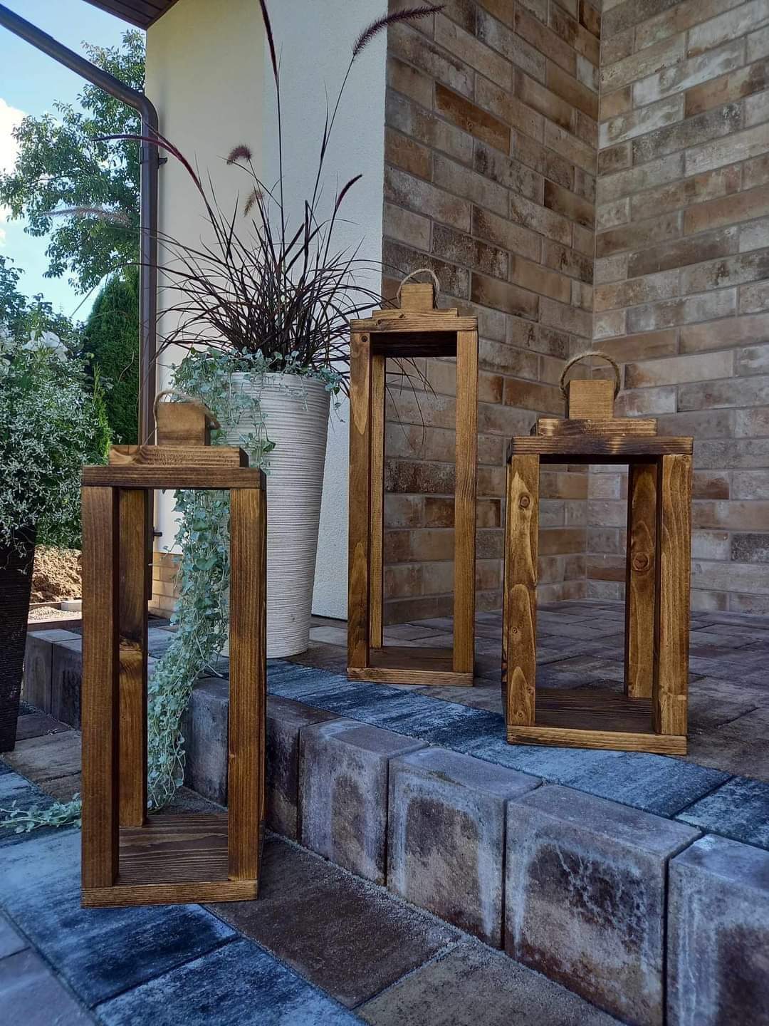 Handcrafted Farmhouse Wooden Lanterns, floor lantern, wedding decoration, Garden Lights