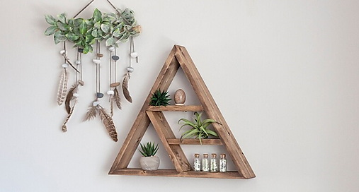 Rustic Triangle shelf, floating triangle shelf , triangle wall shelf, brown shelf, wood triangle, display shelf, modular shelf