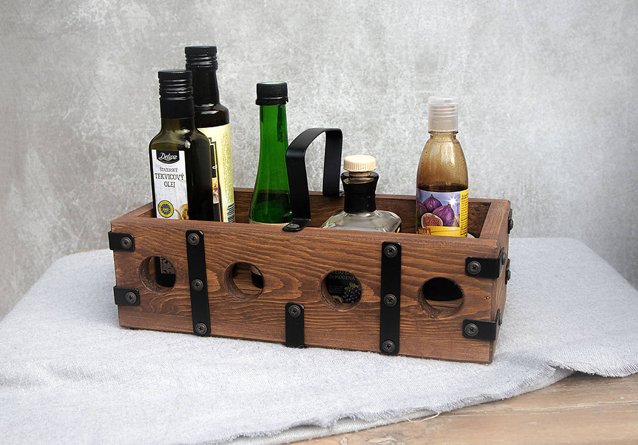 Rustic Wooden Condiments Caddy / Condiments Storage Box.