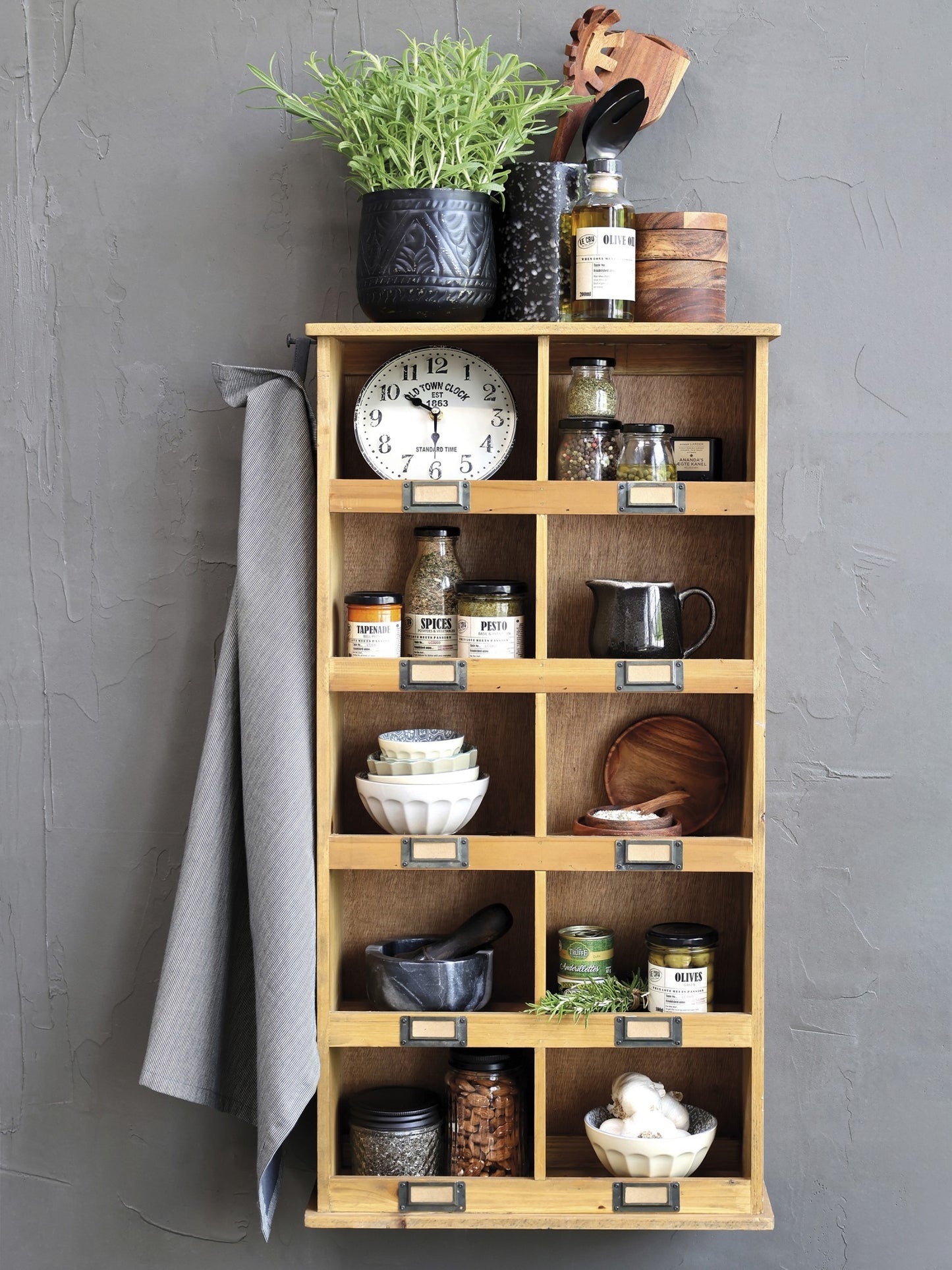 Wooden Wall Shelf with Sorting compartments