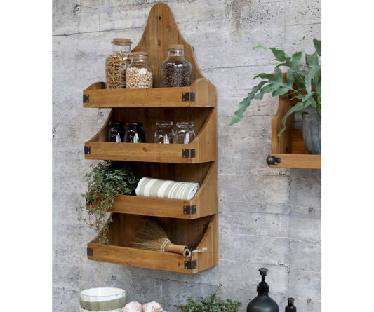 Rustic style wooden wall shelf