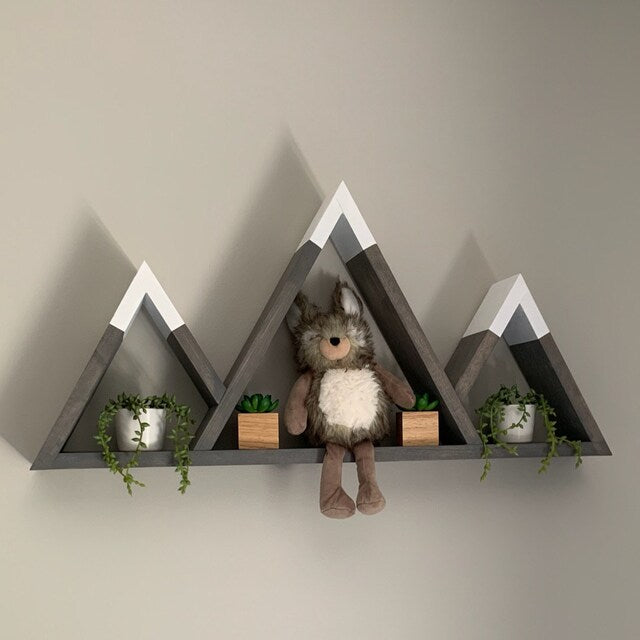 Tri-Peak Wood Mountain Shelf - Adventure Decor - Mountain Decor - Wood Shelves - Rustic Decor