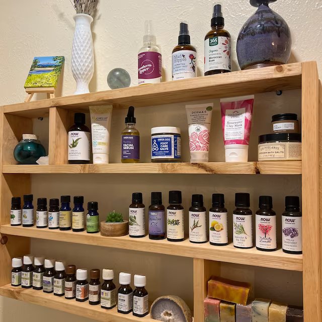 Essential Oils Shelf - Wood Wall Decor - Aromatherapy Shelf - Essential Oils Display - Succulent Display