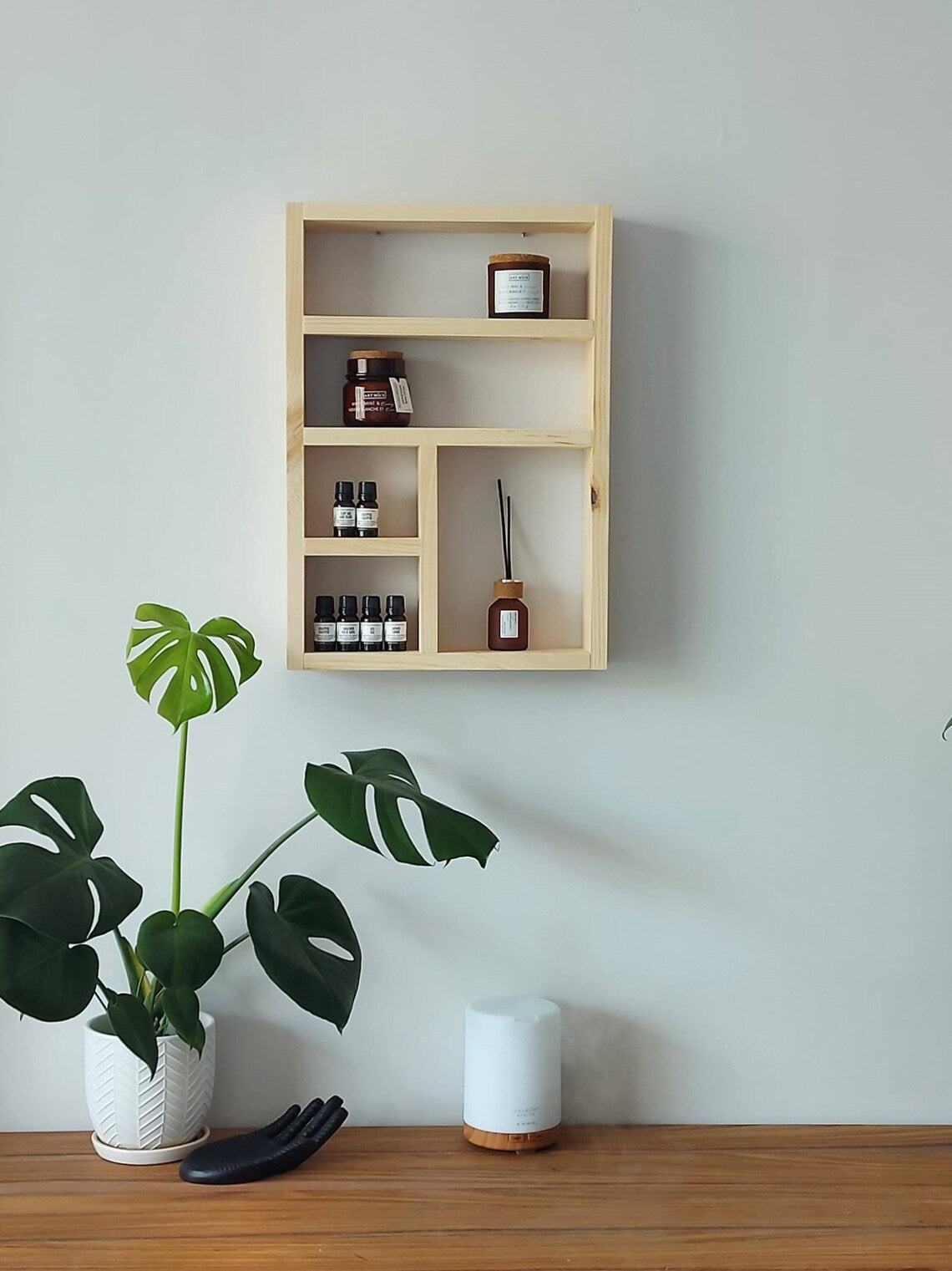 Essential Oils Shelf - Wood Wall Decor - Aromatherapy Shelf - Essential Oils Display - Succulent Display