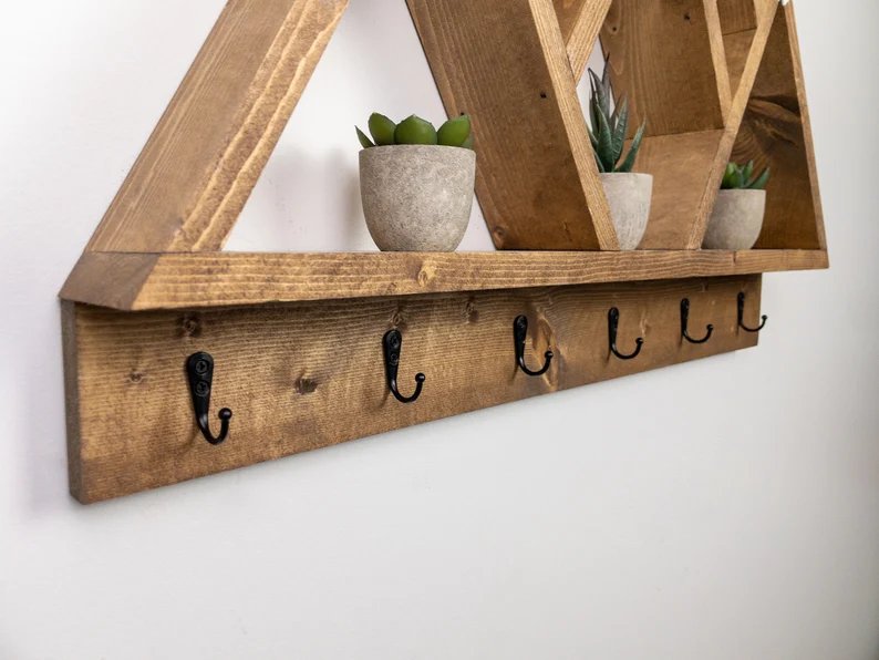 Wood Mountain buy Shelf - 3 peak - Rustic Decor - Nursery room Decor