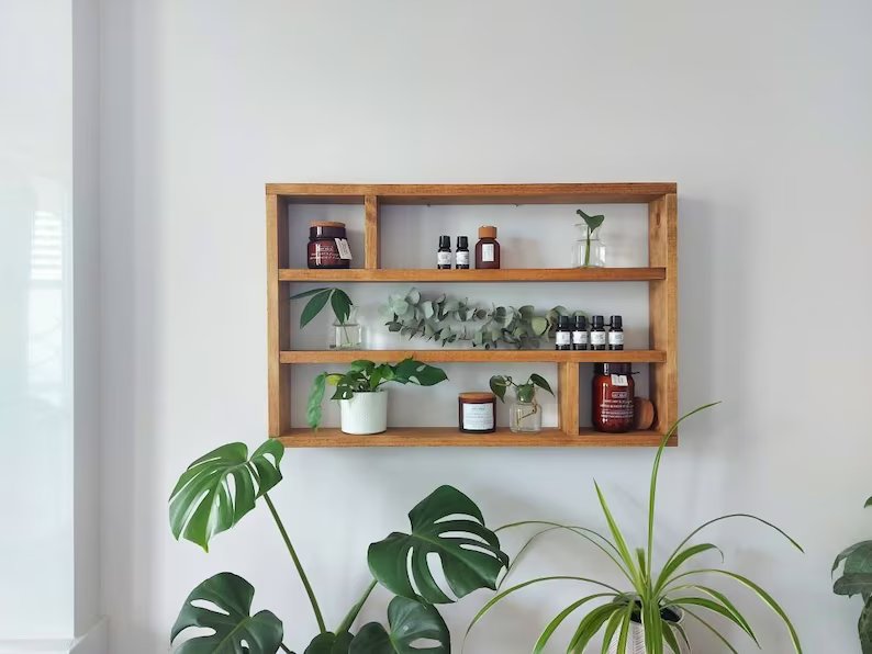 Essential Oils Shelf - Wood Wall Decor - Aromatherapy Shelf - Essential Oils Display - Succulent Display