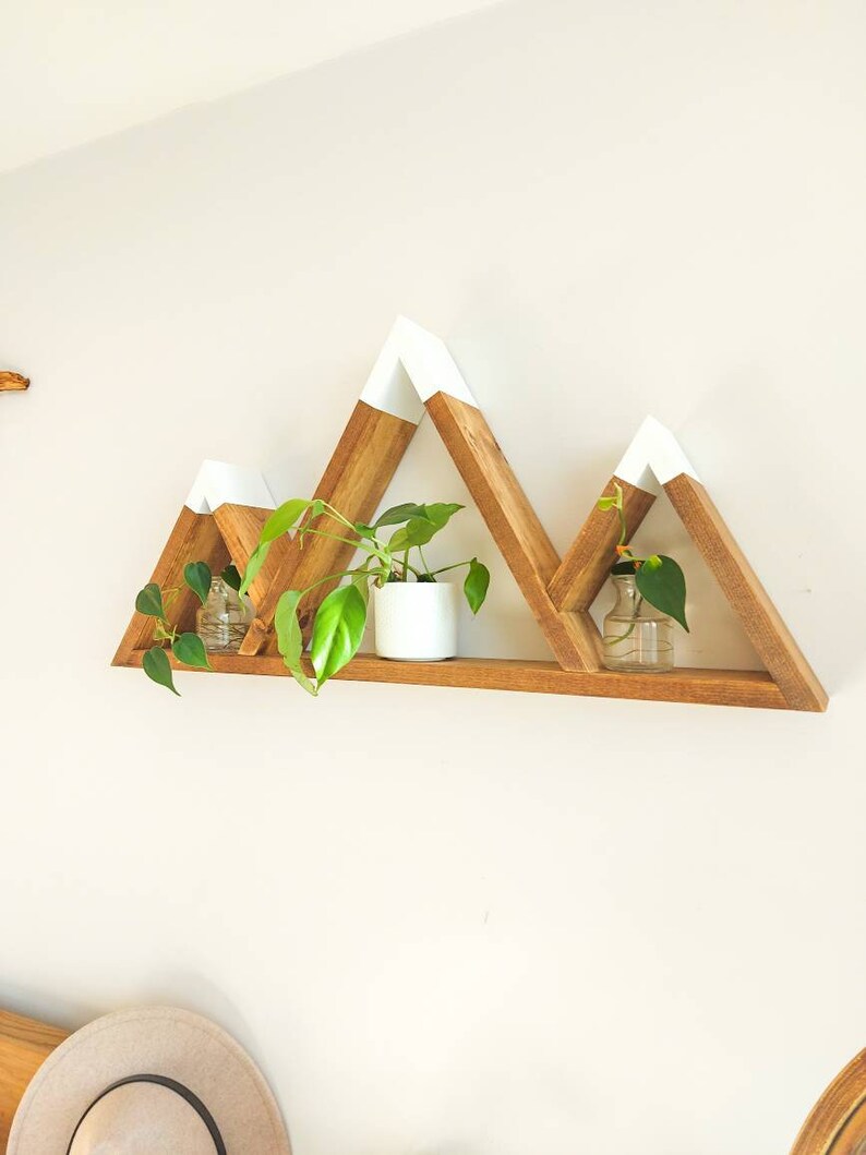 Tri-Peak Wood Mountain Shelf - Adventure Decor - Mountain Decor - Wood Shelves - Rustic Decor