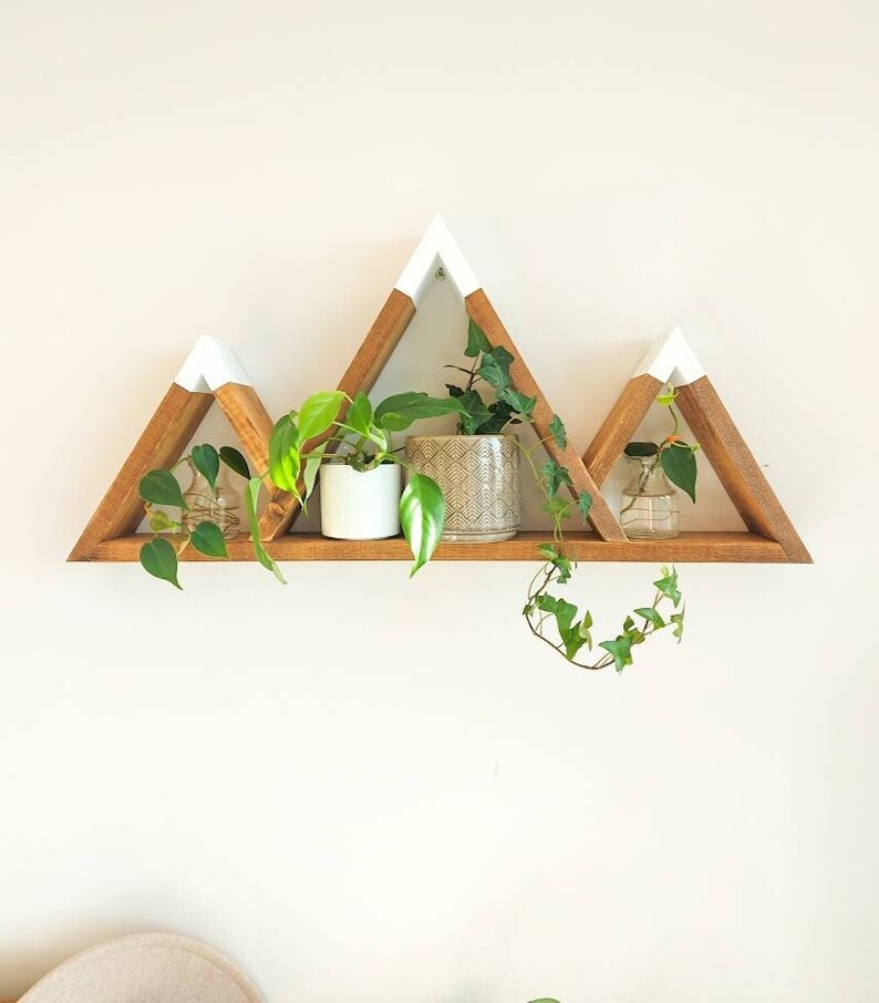 Tri-Peak Wood Mountain Shelf - Adventure Decor - Mountain Decor - Wood Shelves - Rustic Decor