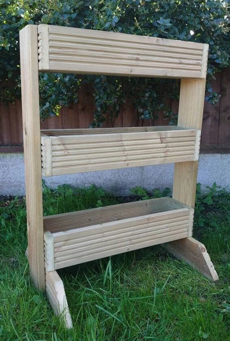 Freestanding Handmade Tiered Wooden Planters Garden Boxes