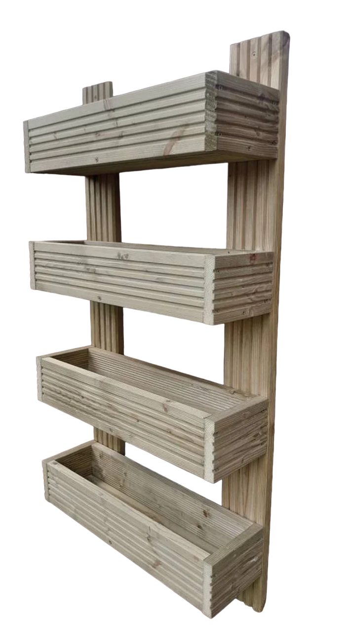 60 cm wide Vertical tiered wooden garden planter, Outdoor Herb Flower Planter,