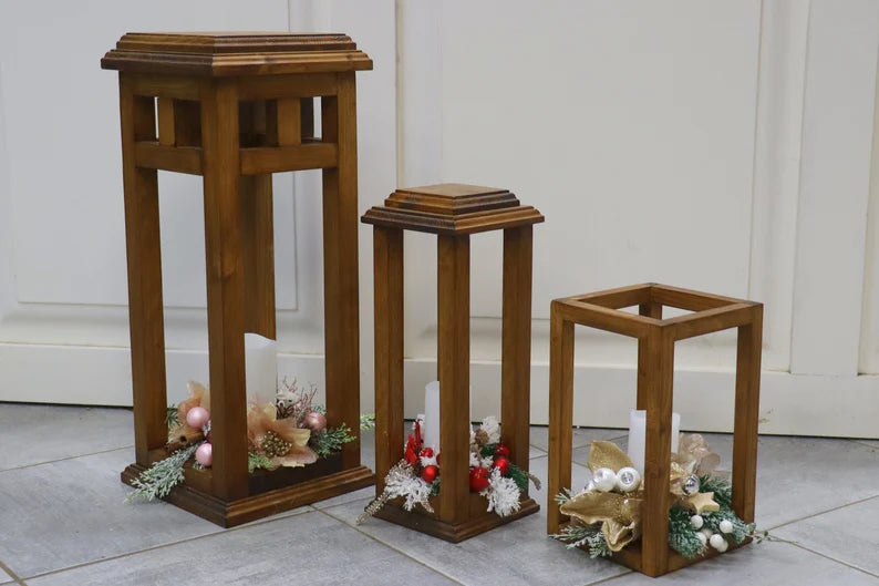 Wooden lanterns garden décor, home décor, floor lantern, decoration, handmade, Garden Lights