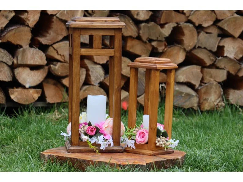 Wooden lanterns garden décor, home décor, floor lantern, decoration, handmade, Garden Lights