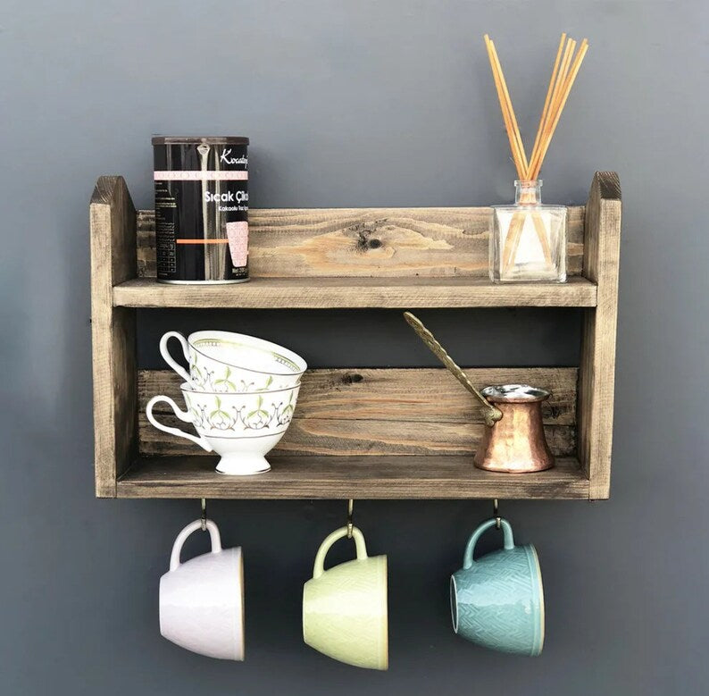 Reclaimed wood rustic shelf storage unit, Kitchen storage