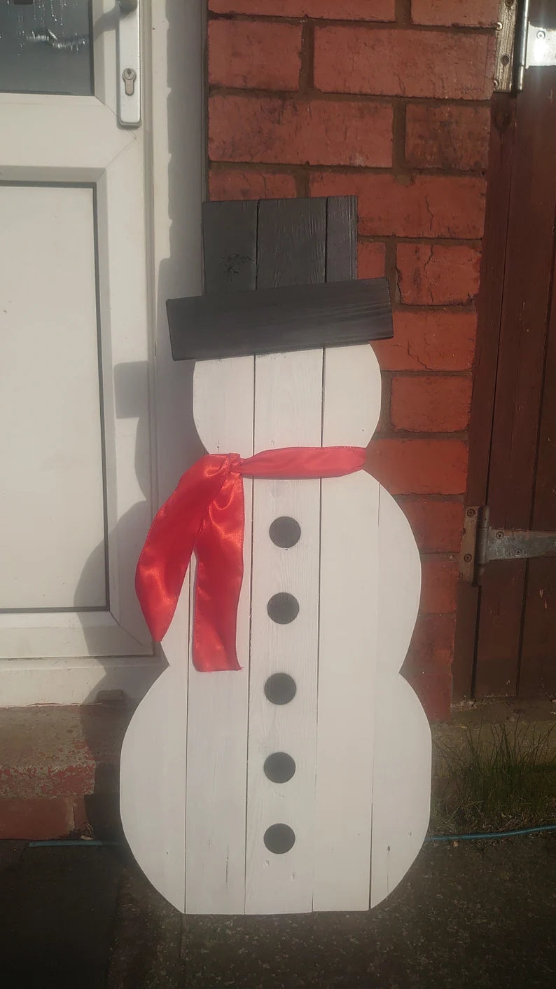 Wooden Snowman Outdoor Ornament