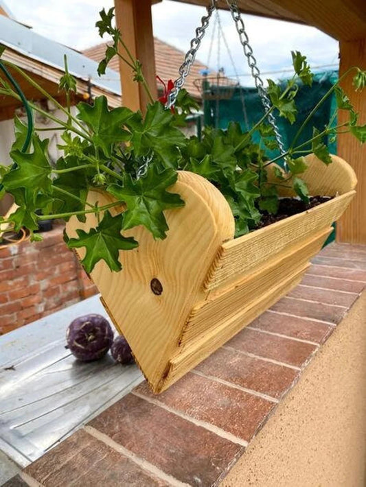 Wooden Heart Hanging Planter Box, Flower and Herbs Wooden Pot, Outdoor Planter, Natural Wood Box,