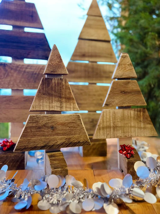 Wood Christmas Xmas Trees - Free Standing Table Decorations - Sanded and Natural Rustic - Beautiful Handmade Upcycled from Reclaimed Wood