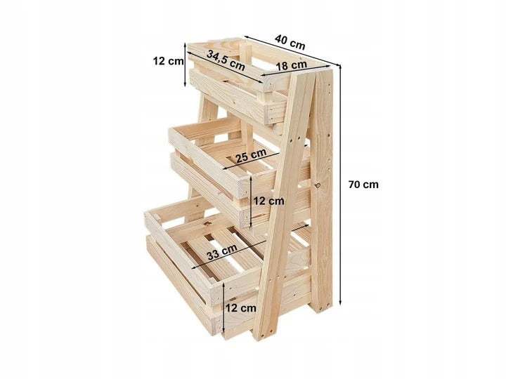 3 Tier Freestanding Kitchen storage organizer, Removable wooden boxes , Floor standing, Toy storage, Utility room storage shelf organizer,