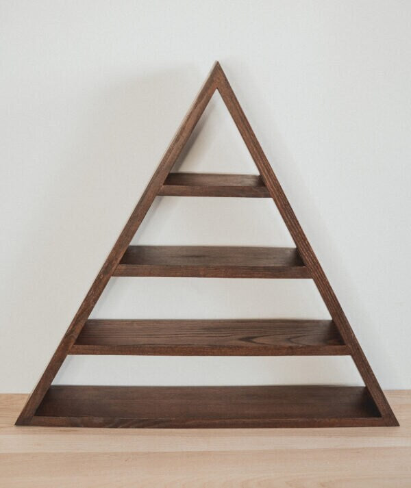 Wood Triangle Shelf Walnut Colour - Rustic Decor - Nursery Room Decor - Adventure Decor