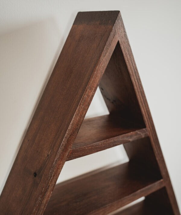 Wood Triangle Shelf Walnut Colour - Rustic Decor - Nursery Room Decor - Adventure Decor