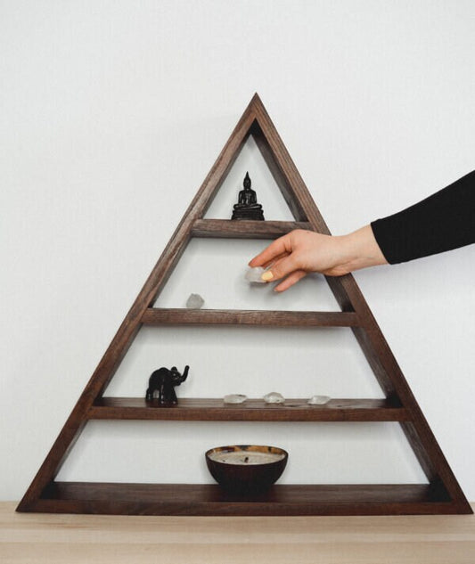 Wood Triangle Shelf Walnut Colour - Rustic Decor - Nursery Room Decor - Adventure Decor