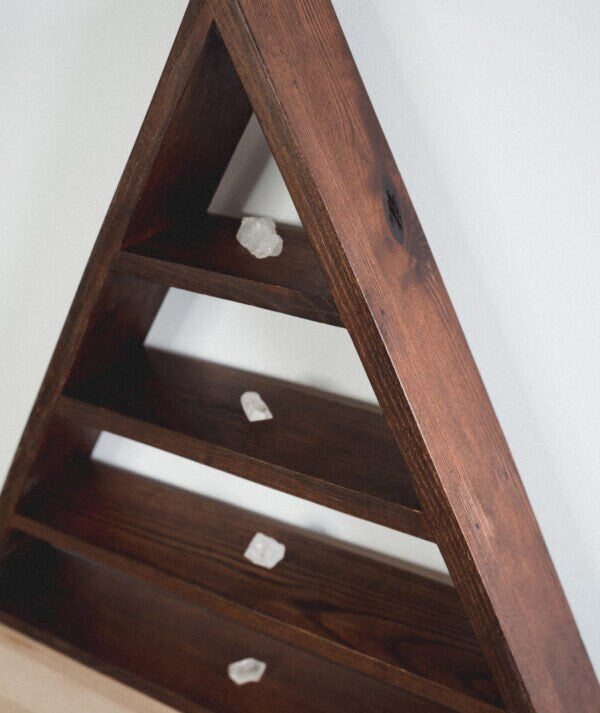 Wood Triangle Shelf Walnut Colour - Rustic Decor - Nursery Room Decor - Adventure Decor