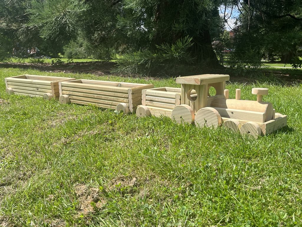 Wooden Train Planter Garden Decoration