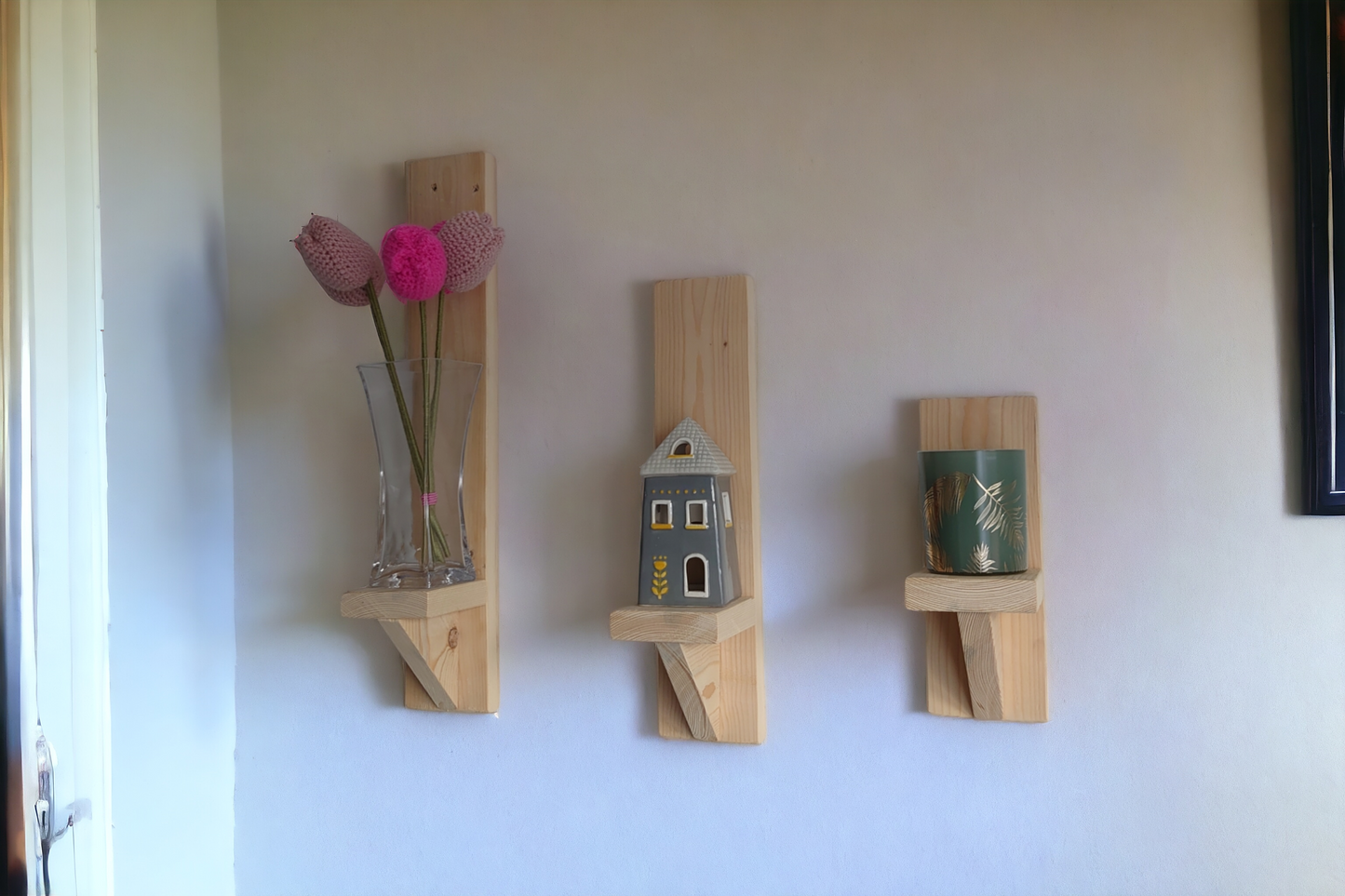 Set of 3 Rustic Wall Sconce Candle Holders.