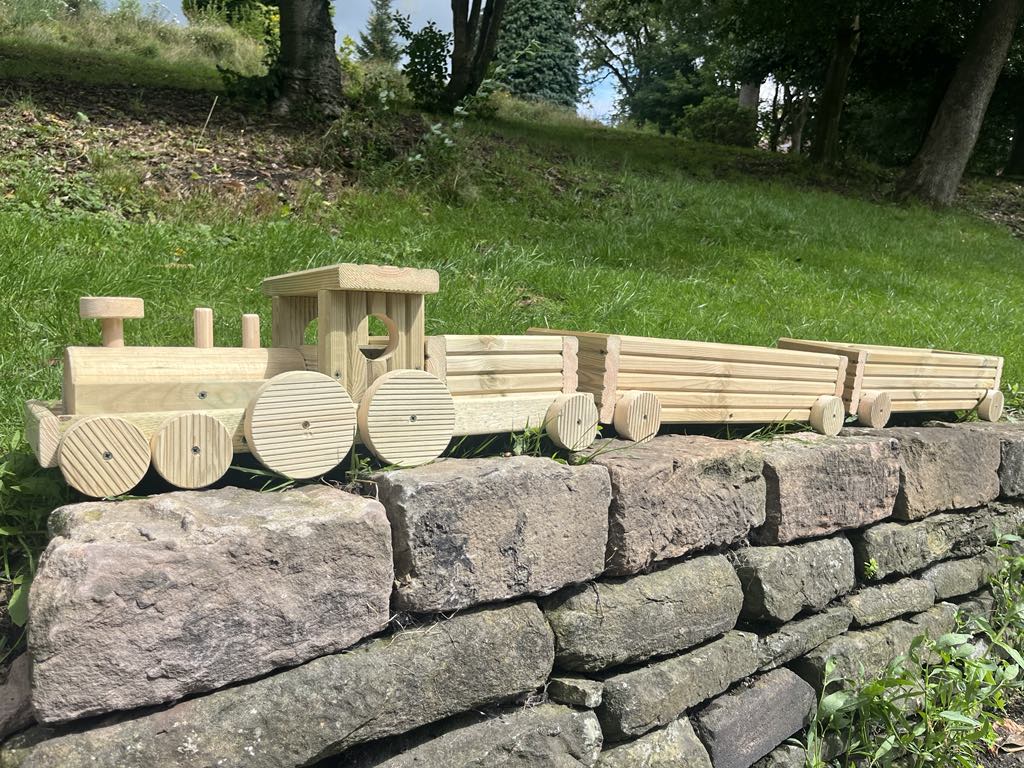 Wooden Train Planter Garden Decoration