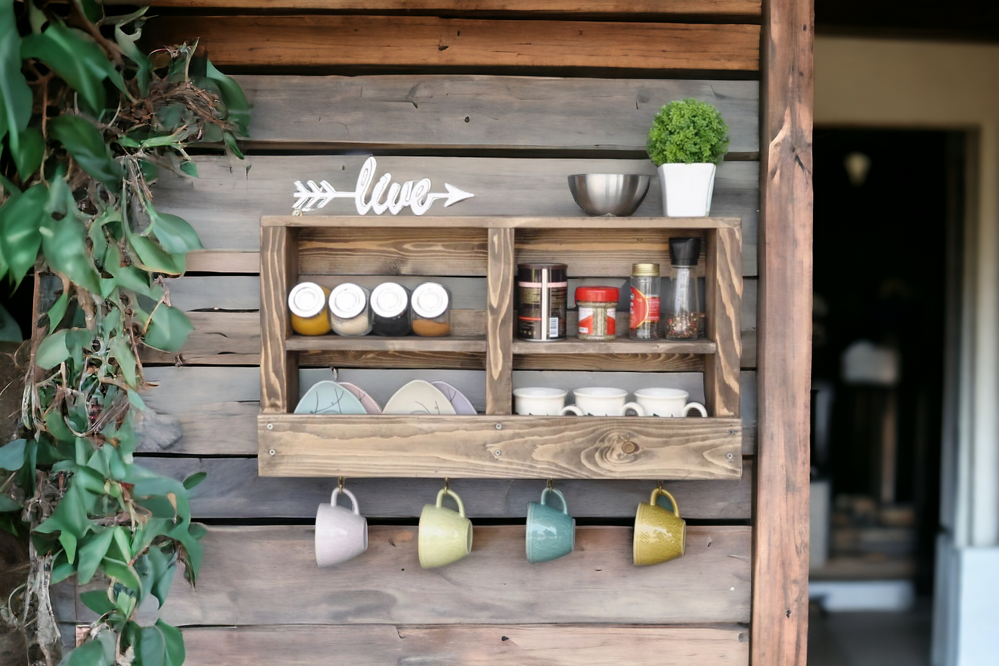 Decorative rustic wall shelf